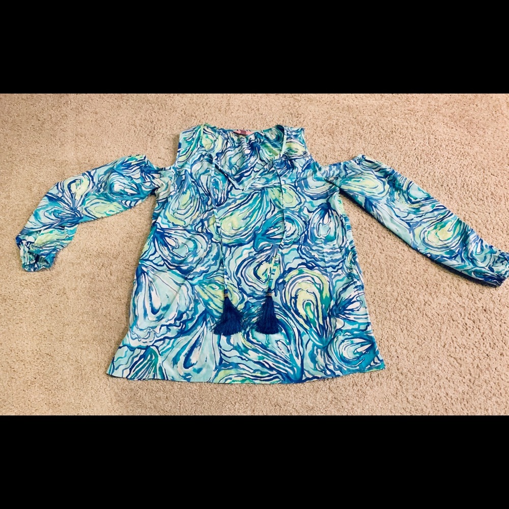 Lilly Pulitzer oyster blue shirt top XS